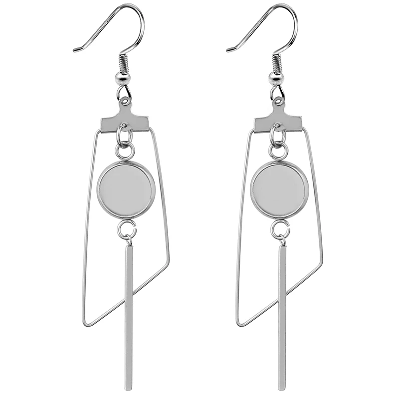 Stainless Steel Earring Hooks Blanks Fit Cabochon Setting Trays Pendent Earrings 
