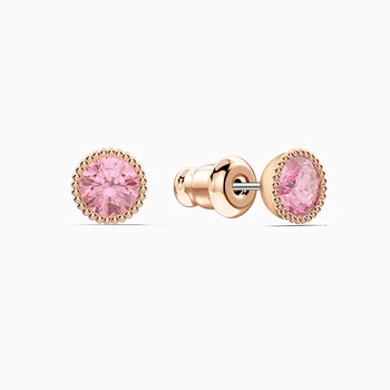 

2020 Popular SWA New TOGETHERNESS Round Pierced Earrings Rose Gold Exquisite Pink Round Decoration Female Romantic Jewelry Gift