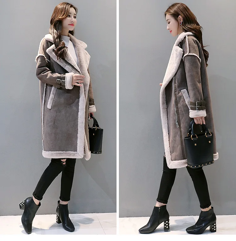 

Fur off Season Cotton-padded Clothes Mid-length 2019 Korean-style Lambs Wool Coat Women's Winter Suede Thick Cotton Coat