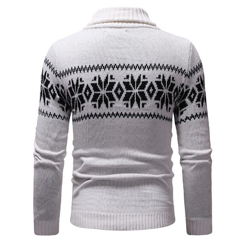 Puimentiua Men's Snow Print Knitted Sweater Coat Brand Autumn Male Casual Classic Single Button Warm Cardigan Sweater Clothes