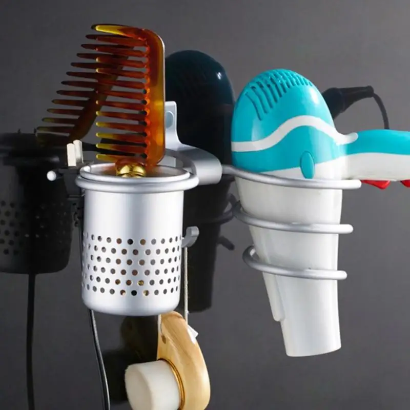 Aluminum Heliciform Hairdryer Hanger Bathroom Wall Mounted Holder Shelf Durable Storage Rack Organizer Home Fixture