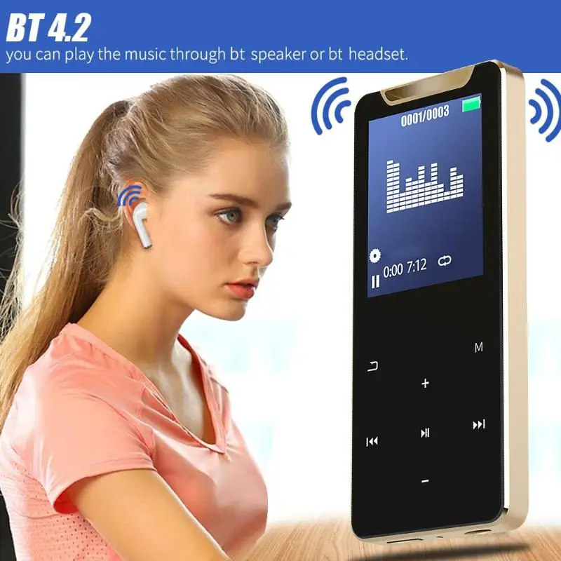 MP4-плеер Bluetooth 1,77 дюймов TFT цветной экран Высококачественный портативный тонкий сенсорный ключ Walkman Поддержка TF карты