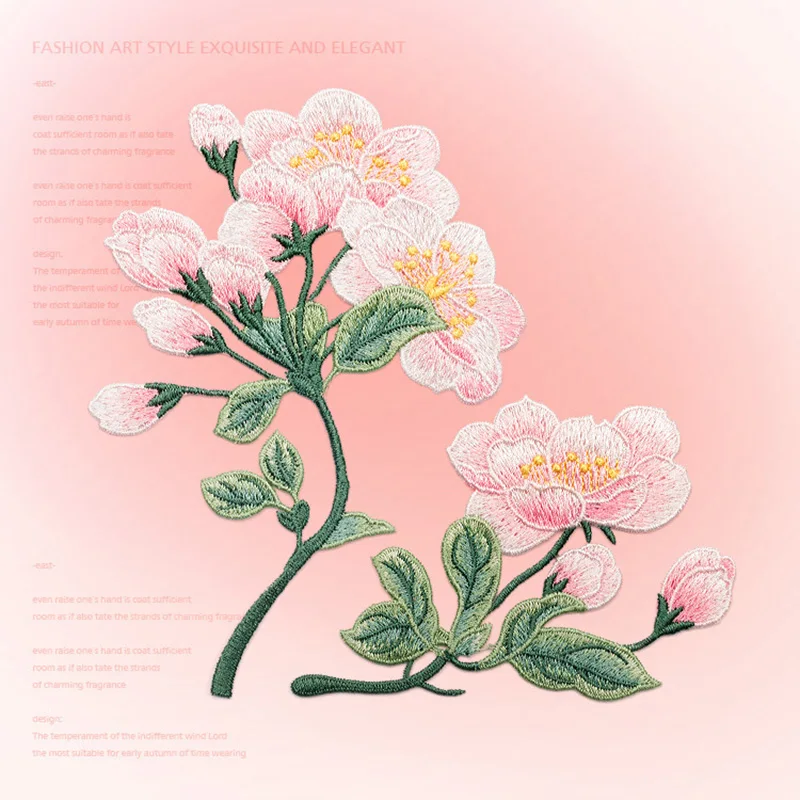 Вышитый цветок пиона вышитый патч аппликация нашивки пришитые на одежду