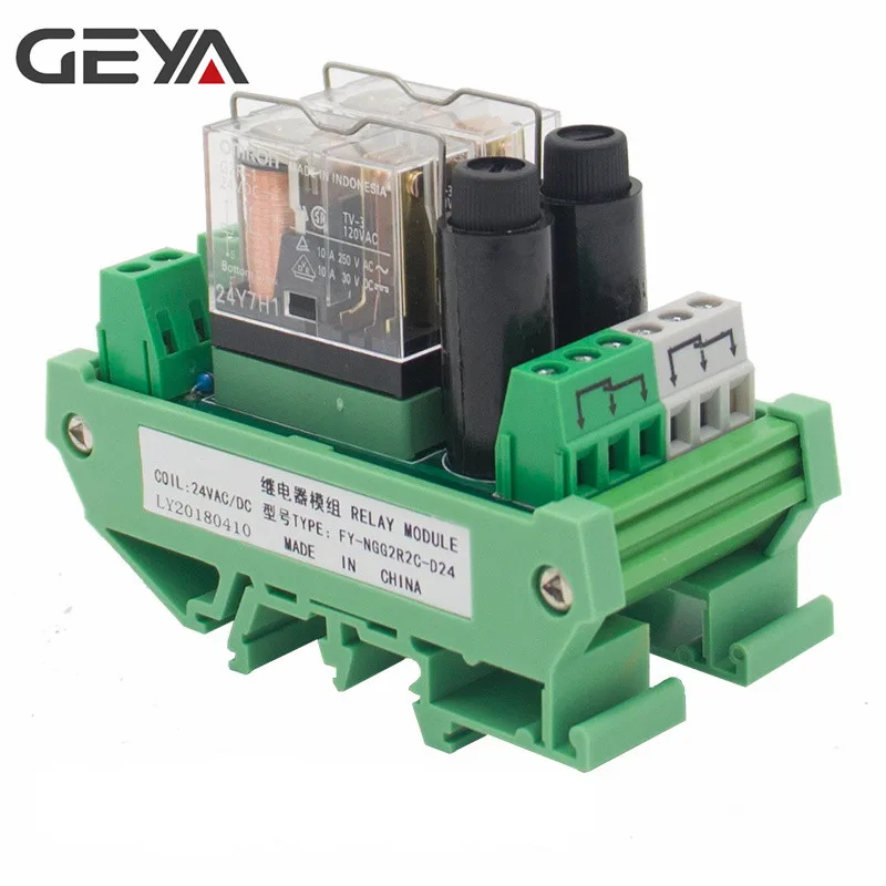 

GEYA NGG2R 2 Channel PLC Controller Omron Relay 12V 24V with Fuse Protection 1NO1NC SPDT RELAY