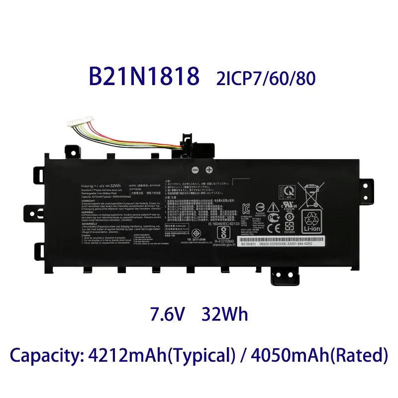 Bateria do Portátil para Asus Vivobook 14 B21n1818 C21n1818 X412 X409 F409 A409ua A509ma ua Vagabundos 15 M509da X509 X512 X545 F509 Novo - Imagem 3