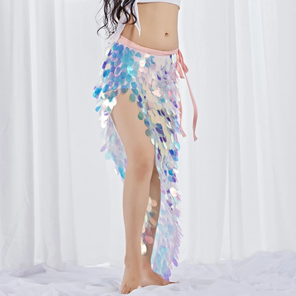 Belly Dance Hip Scarf Shining Sequins Triangle Scarves with Tassel Dance Hip Wraps Accessories