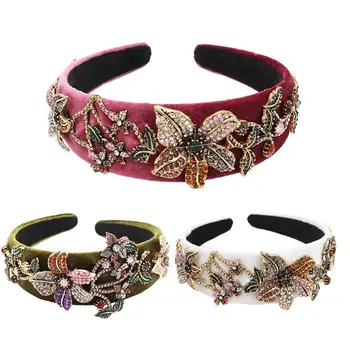 

Womens Personality Rhinestone Headband Baroque Tiara Alloy Flower Prom Hair Hoop