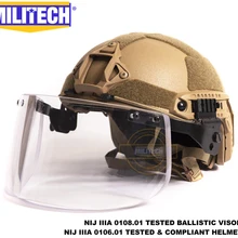 MILITECH Coyote коричневый CB Deluxe NIJ IIIA 3A Быстрый пуленепробиваемый шлем и козырек Набор Дело баллистический шлем-пуля доказательство маска пакет
