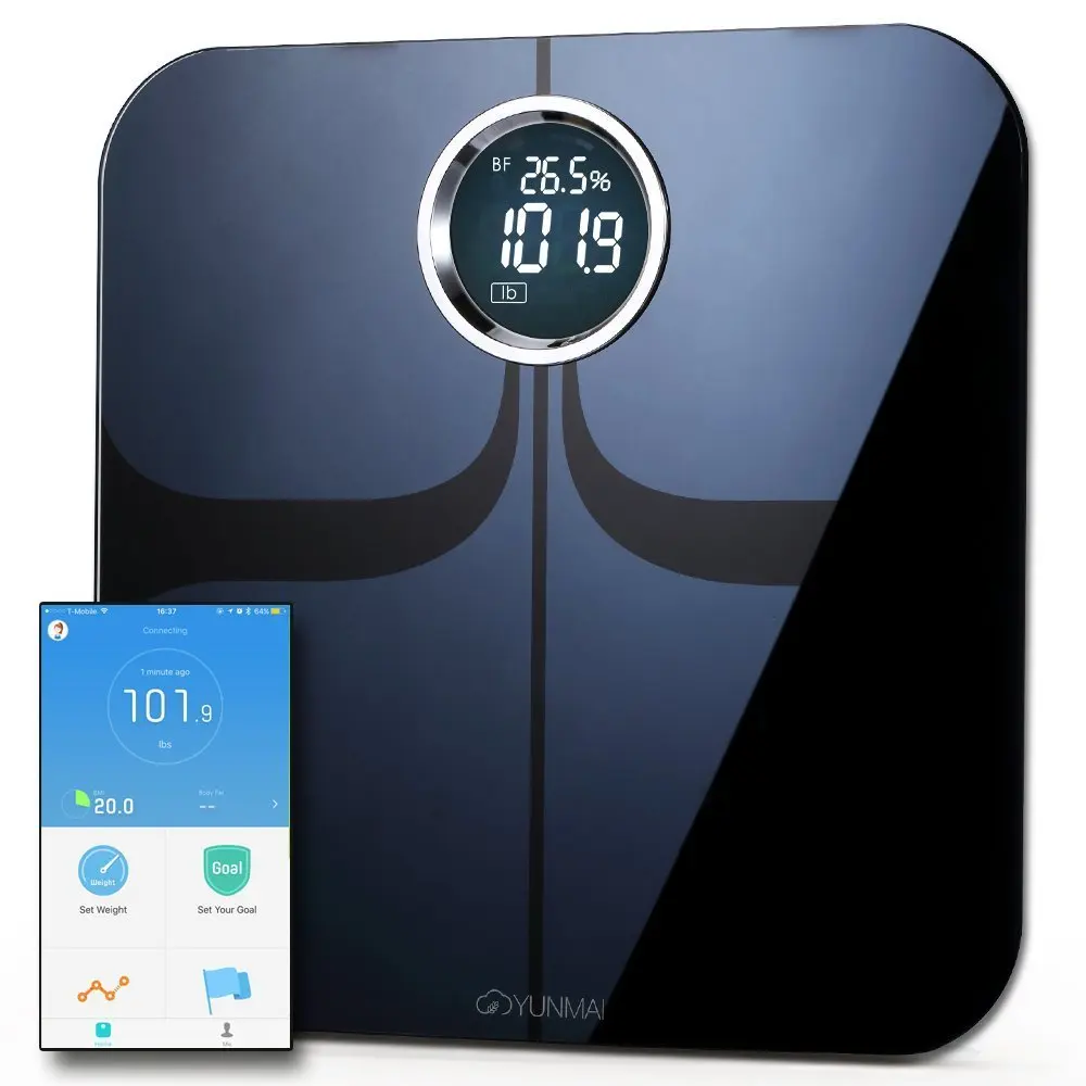 Смарт-весы Xiaomi Mijia Yunmai премиум класса-весы для жира тела с фитнес-приложением и монитором композиции тела Xiomi для спорта - Цвет: Черный