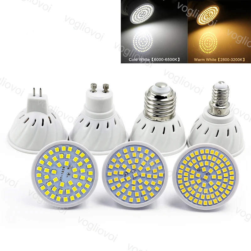 Vogliovoi Led Bulbs Spotlights ABS SMD2835 48 60 80leds E27 E14 MR16 GU10 Lamp 110V 220V Warm White LED | Лампы и освещение