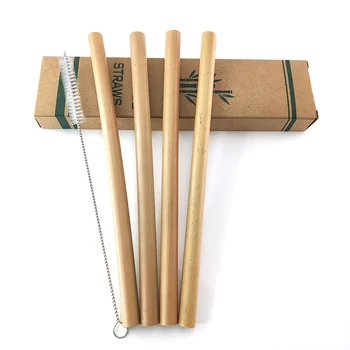 

4Pcs Natural Organic Biodegradable Bamboo Straw Set Eco Friendly Bamboo Straw Reusable Drinking Straws with Straw Case Brush