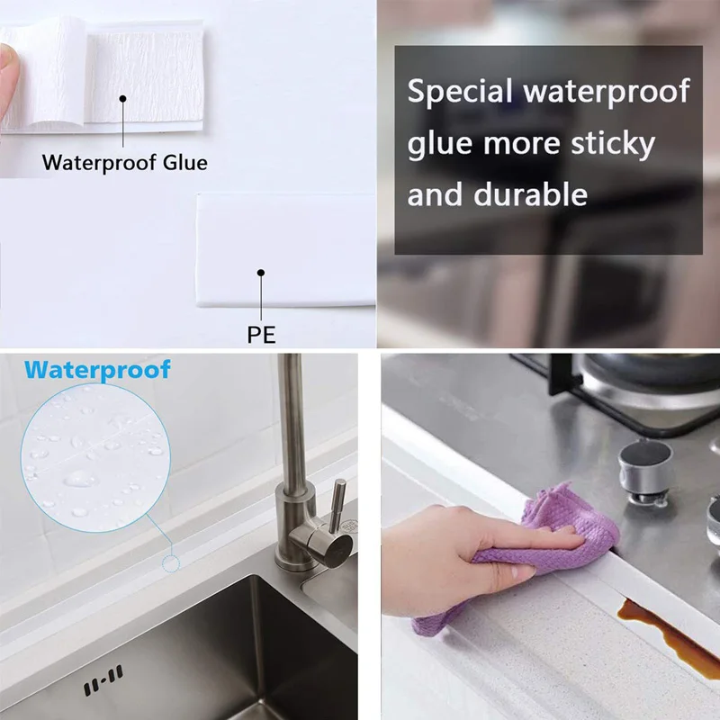 3.2mx38mm 22mm Windows Bath Tape Sealing Strips Pvc Kitchen Waterproof Wall Sticker Self-adhesive Seam Toilet Corner Seal Strip