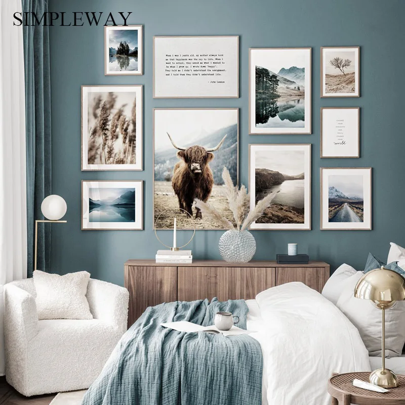 Painting Picture Scandinavian Poster Wall-Art Landscape Canvas-Print Animal Home-Decoration