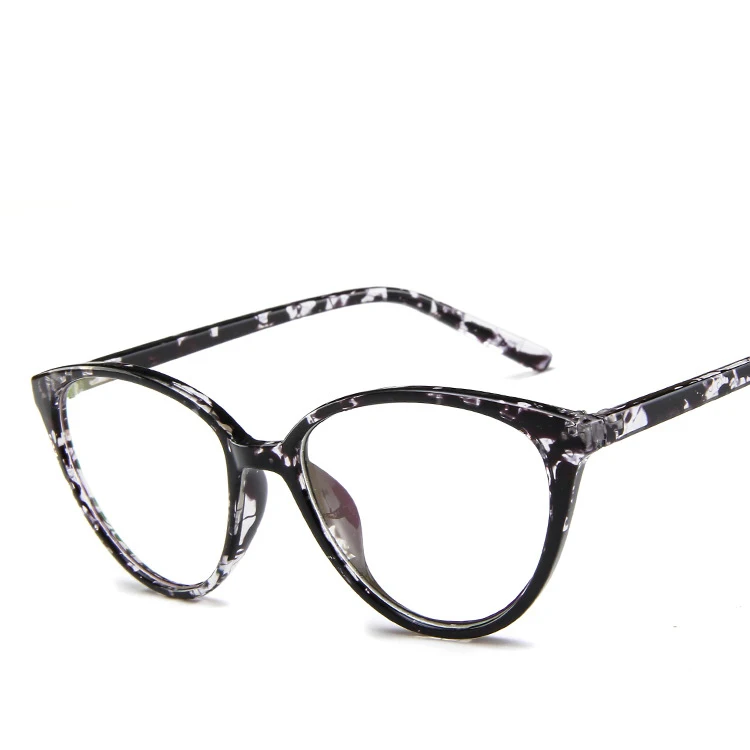 Black Floral Женские шикарные ретро овальные оправа для очков в стиле кошачьи глаза Женские Модные Винтажные декоративные очки могут заполняться близорукость по рецепту - Цвет оправы: Black Floral