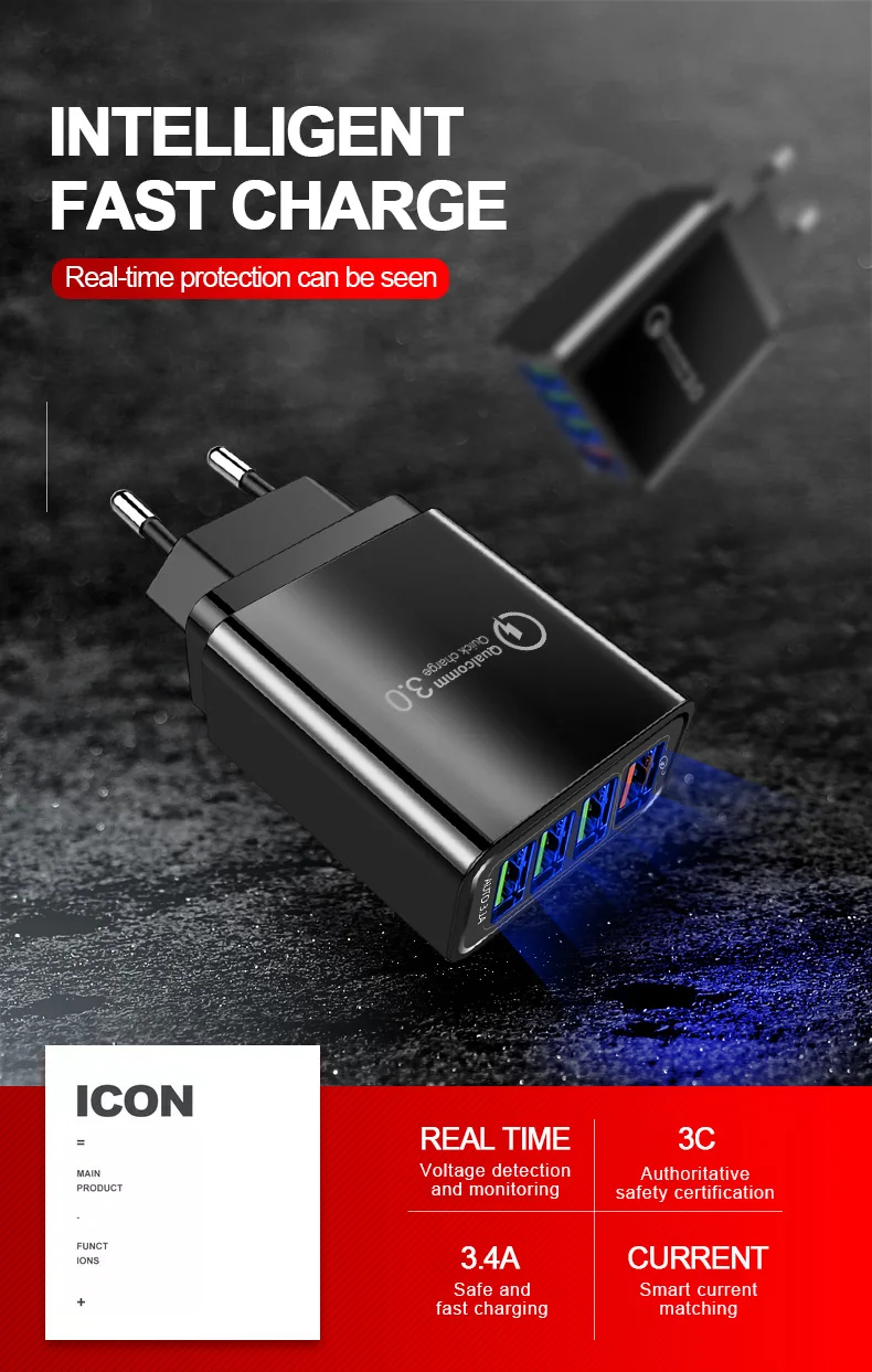 Marjay USB зарядное устройство Быстрая зарядка мобильного телефона быстрая настенная зарядка EU US UK QC 3,0 штепсельный адаптер для iPhone huawei mate 30Pro