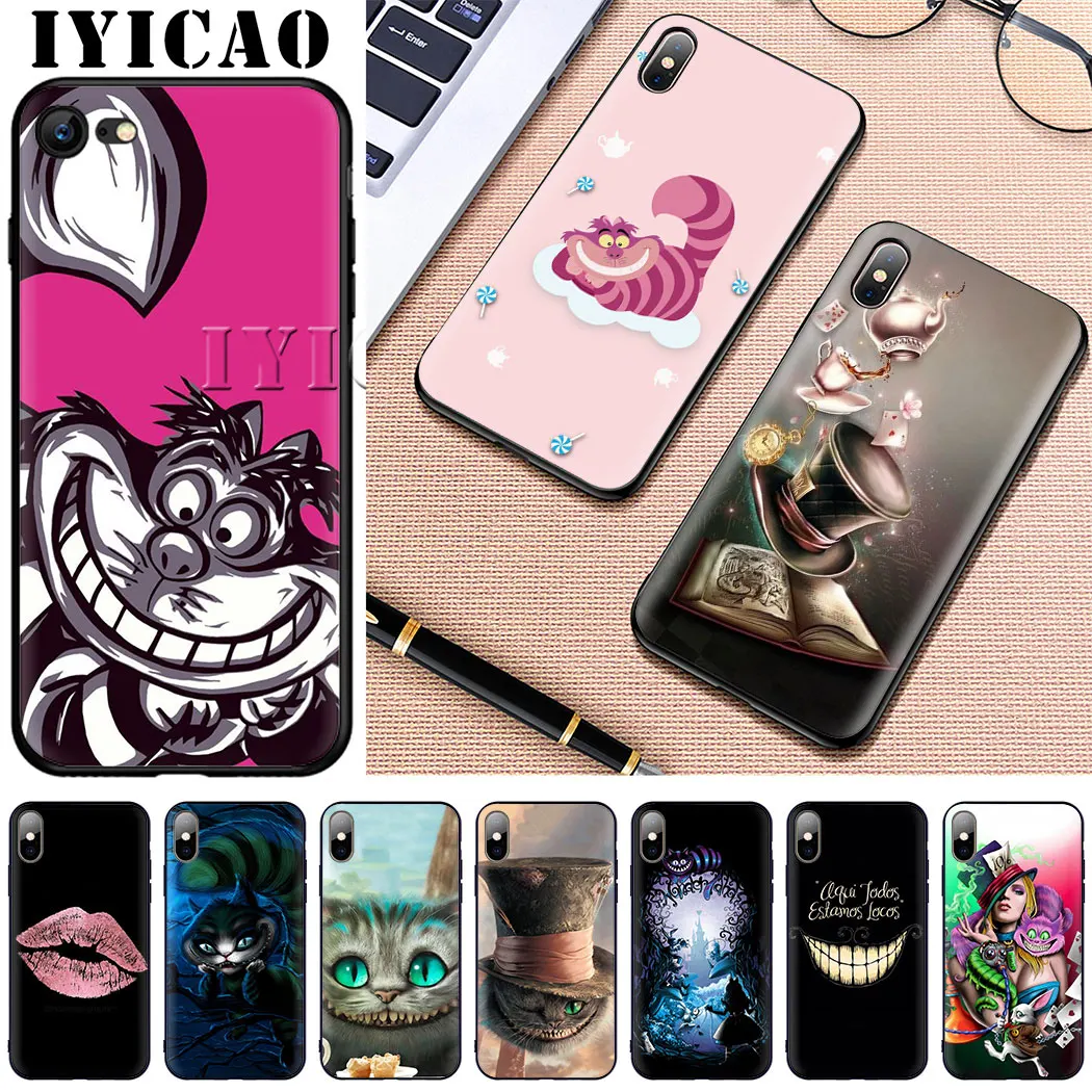 IYICAO Чеширский кот Мягкий силиконовый для iPhone 5 5S SE 10 X XS XR Max 6 6s 7 8 Plus 11 pro max чехол