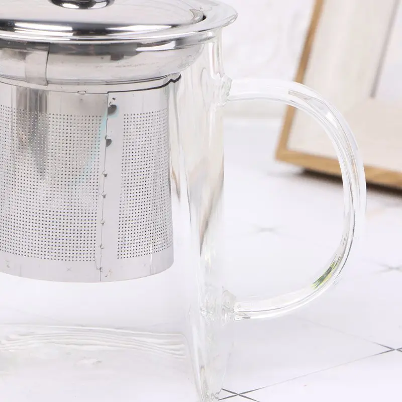 Термостойкий стеклянный чайник с ситечком из нержавеющей стали, фильтр для заварки, набор чайников, 350 мл, прозрачный для микроволновой печи посудомоечной машины, безопасный