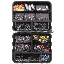 HobbyLane 160 шт. рыболовные наборы инструментов с соединителями отвес Боб отвес рыболовный грузик из свинца Коробка крюк набор аксессуаров