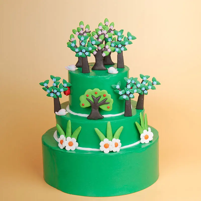 

Forest Plant Tree System Decoration Loft Green Leaf Plug-in Cake Topper Dessert Table Dress Happy Birthday Party Baking Supplies