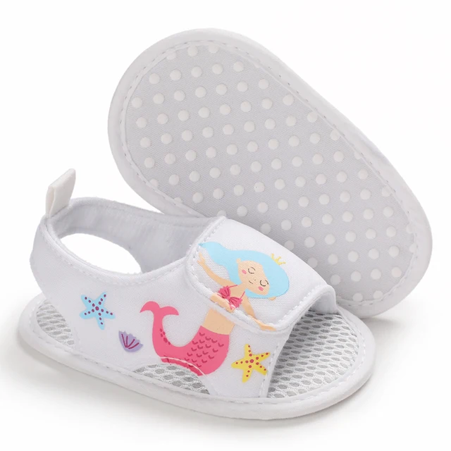 Newborn Toddler Shoes Baby Soft Soled Sandals Lace Soft Soled Shoes Beach Shoes Slippers Non Slip Sandals 0-18M First Walkers C-616 white