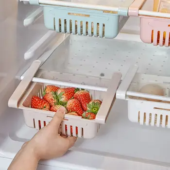 

Adjustable Stretchable Refrigerator Organizer Drawer Basket Refrigerator Pull-out Drawers Fresh Spacer Layer Storage Rack