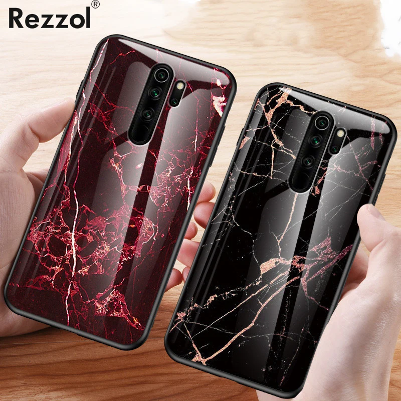 Мраморный стеклянный чехол для Xiaomi Redmi Note 8 Pro силиконовый телефона рамка