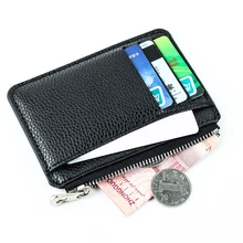 Soft Men Wallet Solid Color Textured PU Zipper Card Holder Mini Coin Purse Wallets