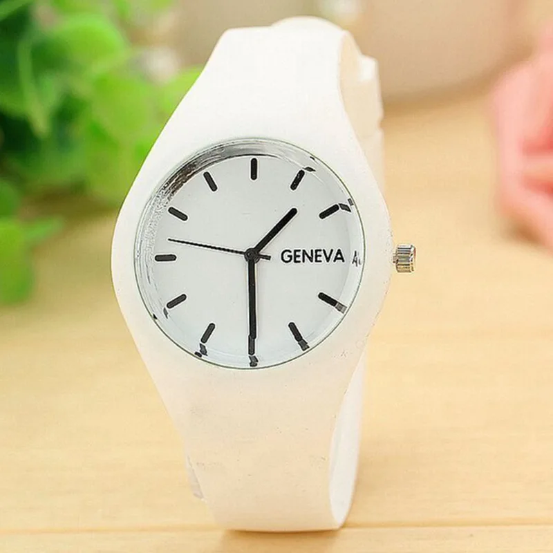 

Fashion Casual Ultra-Thin Silicone Watch Geneva WOMEN'S Quartz Watch Candy-Colored Silicone Watch