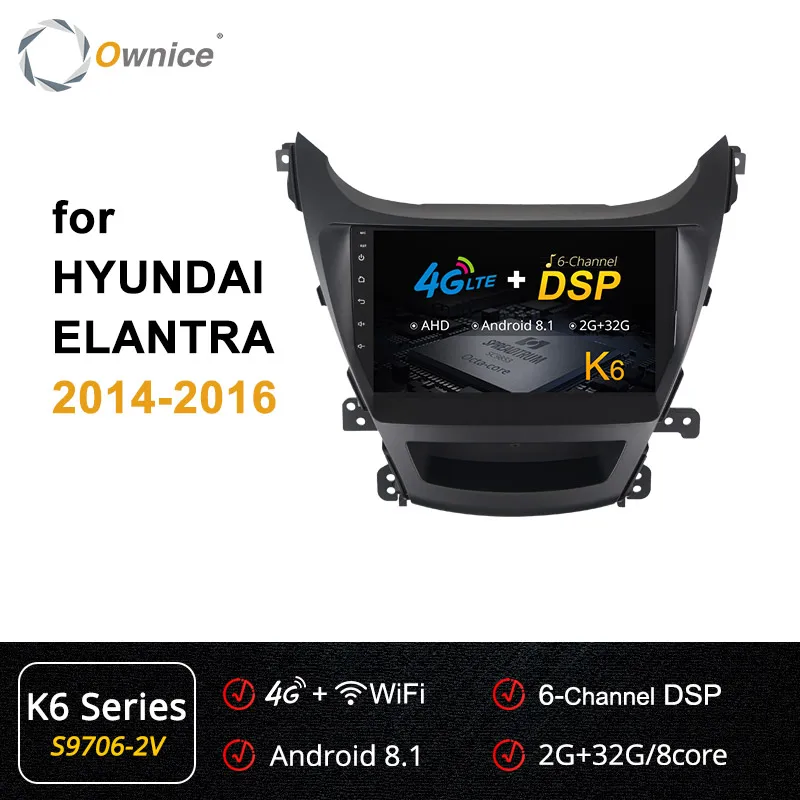 Ownice 360 Panorama Android 9,0 4G LTE SPDIF k3 k5 k6 автомобильный Радио плеер DVD gps для hyundai Avante 2011 2012 2013 - Цвет: S9706-2 K6