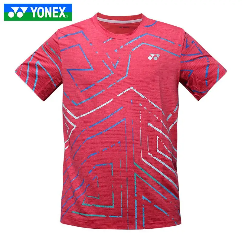 Новая одежда для бадминтона Yonex для мужчин и женщин, футболка с коротким рукавом, спортивные майки - Цвет: Красный
