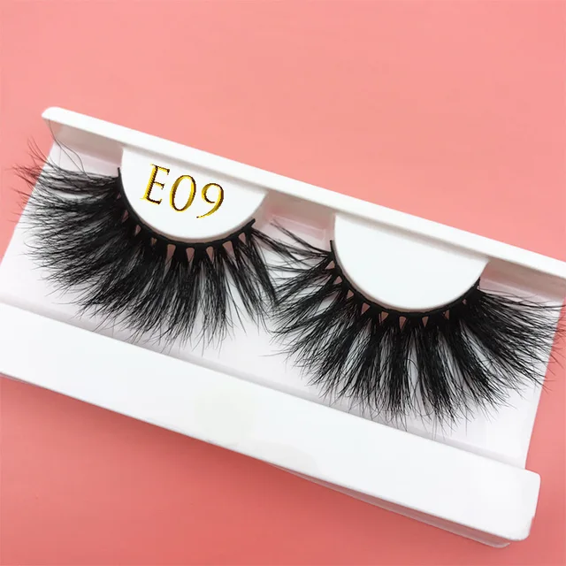 25mm E06 MIKIWI 100% handmade natural  thick  Eye lashes wispy makeup extention tools 3D mink hair volume soft false  eyelashes E09 with tray