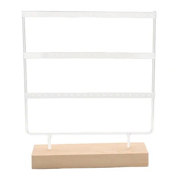 

Earring Stand 3-Tier Earring Holder Ear Stud Holder Decorative Jewelry Holder Display Rack Jewelry Stand Display with Wooden Tra