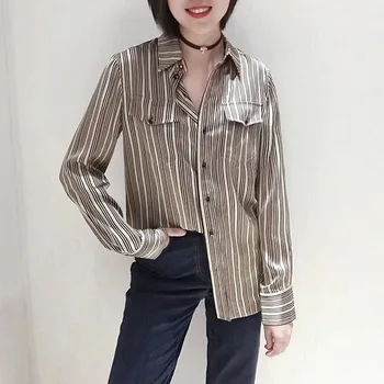

Professional amass Specific Shoppe Genuine Product 2020 chun qiu zhuang New Style Western Style Loose Pocket Stripes Long-sleeve