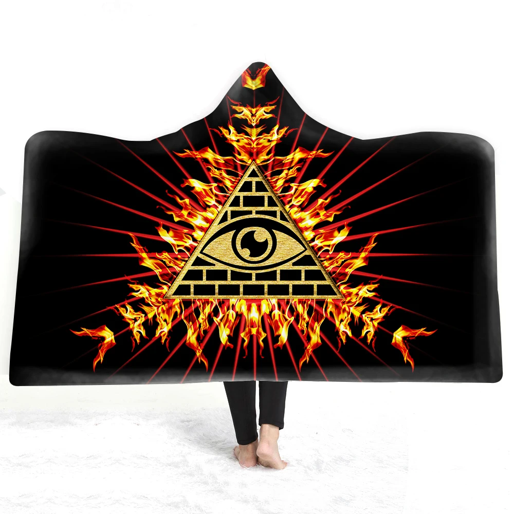 3D цельное одеяло с капюшоном шерпа флисовое носимое плюшевое на кровать диван