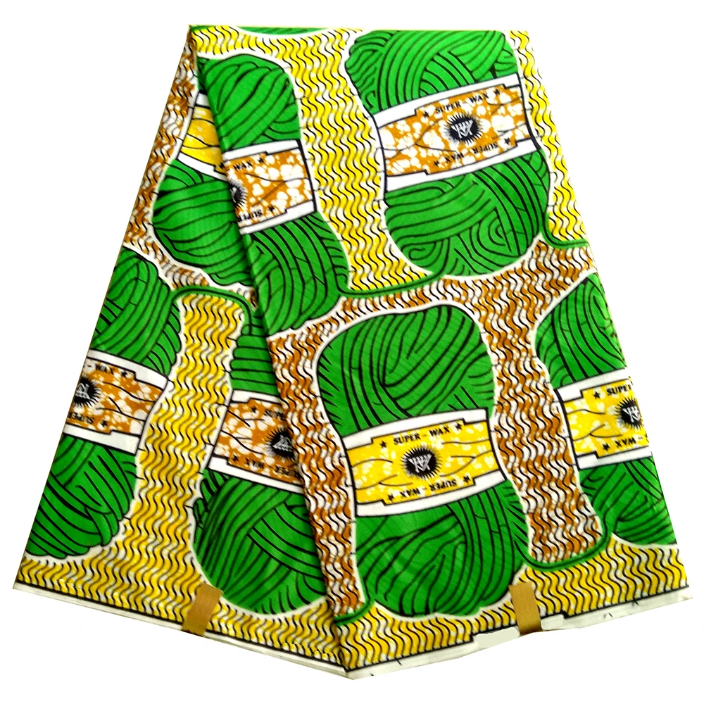 

African Green Print Textile Ankara Wax Fabric Cotton Cloth for Lady