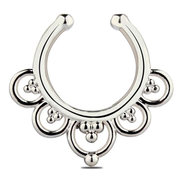 Stainless Steel Fake Nose Ring Septum Piercing Cheater Clip On Non Piercing Nose Ring Fake Septum Jewelry Faux Percing Nez