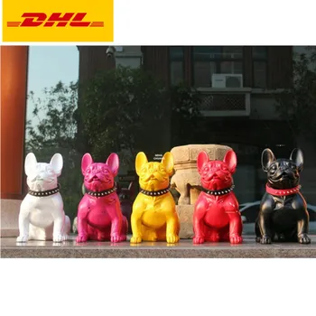 

18" Simulation Puppy Statue FRENCH BULLDOG Bust Cute Pet Dog Full-Length Portrait Decoration GK Action Figure Toy BOX 45CM V815
