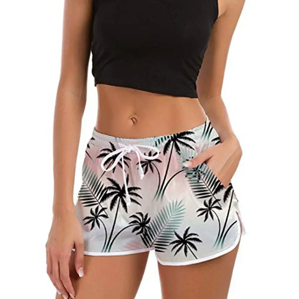 

hot ladies shorts summer casual Women Print Beach Boardshorts Quick Dry Swimwear Bottom Workout Short Pants spodenki damski SO3M