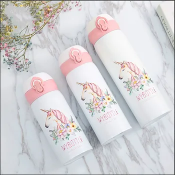 

unicorn Travel Mugs Coffee Tea Vacuum flask Thermal Cup Bottle Bouncing Cover Thermocup kids Thermos Cartoon portable cup