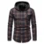 short sleeved shirts Fashion Red Black Plaid Hoodie Shirt Men Slim Fit Long Sleeve Mens Hooded Shirts Hipster Buffalo Plaid Shirt With Double Pockets men's button up short sleeve shirts & tops Shirts