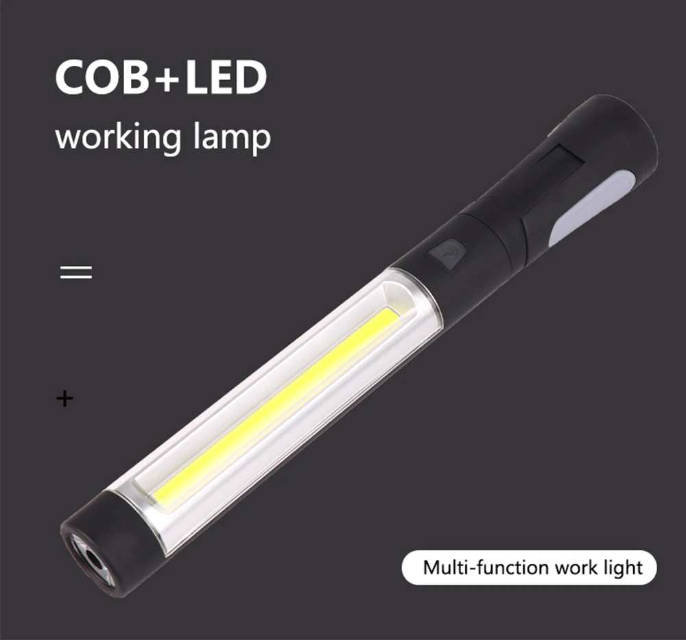 COB портативный Рабочий светильник светодиодный флэш-светильник USB Перезаряжаемый рабочий светильник Магнитный фонарь Гибкая контрольная лампа с крючком