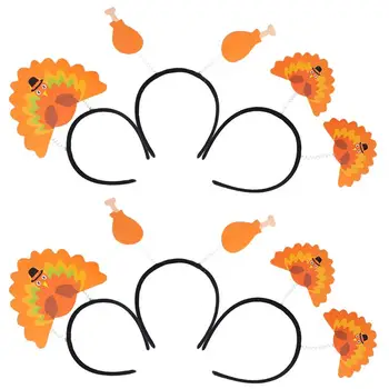 

6 pcs Hair Accessories Funny Thanksgiving Cartoon Drumstick and Turkey Headdress Headband Hair Hoops for Kids