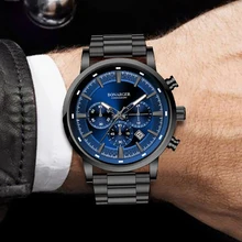 BONARGER Reloj de pulsera deportivo para hombre, cronógrafo de cuarzo, con tres esferas, seis manos, resistente al agua, 24 horas