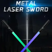 Sabre laser en métal Led charge deux en un pour enfants, son lumineux du renard, jouets commutables, épée de Cosplay de guerre sur scène D7R4