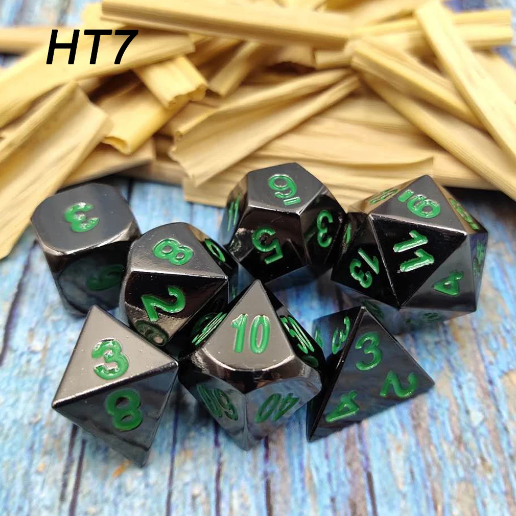 Chengshuo rpg кости многогранные наборы металла dnd Подземелья и Драконы настольные игры цинковый сплав белые кубики цифровой узор d20 10 8 12 - Цвет: HT7