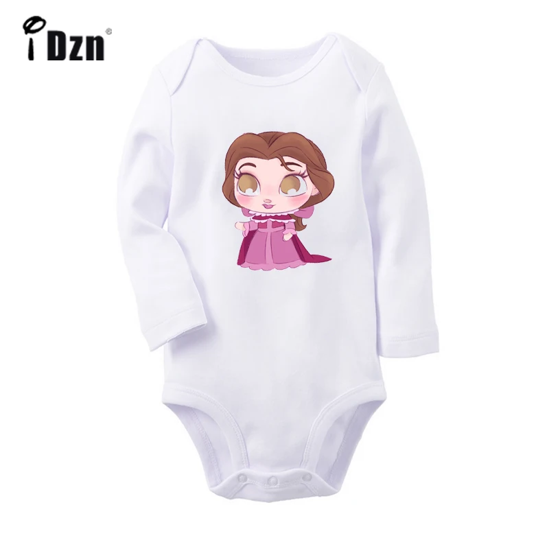 YbBaby4017WC Милый дизайнерский комбинезон принцессы Белль для новорожденных; комбинезон с длинными рукавами для малышей; хлопковая одежда с принтом; подарок - Цвет: YbBaby4017WC