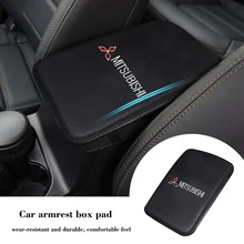 Estilo de coche almohadilla de reposabrazos de coche Auto centro de la consola brazo caja Mat cojín para Mitsubishi ASX Lancer Pajero Outlander L200 EVO EX