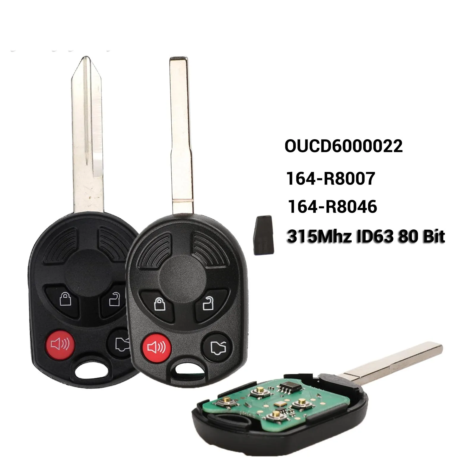 Jingyuqin 10P 4 кнопочный Чип дистанционного управления Fob для Ford OUCD6000022 315MHz Escape Focus C-Max Transit подключения HU101
