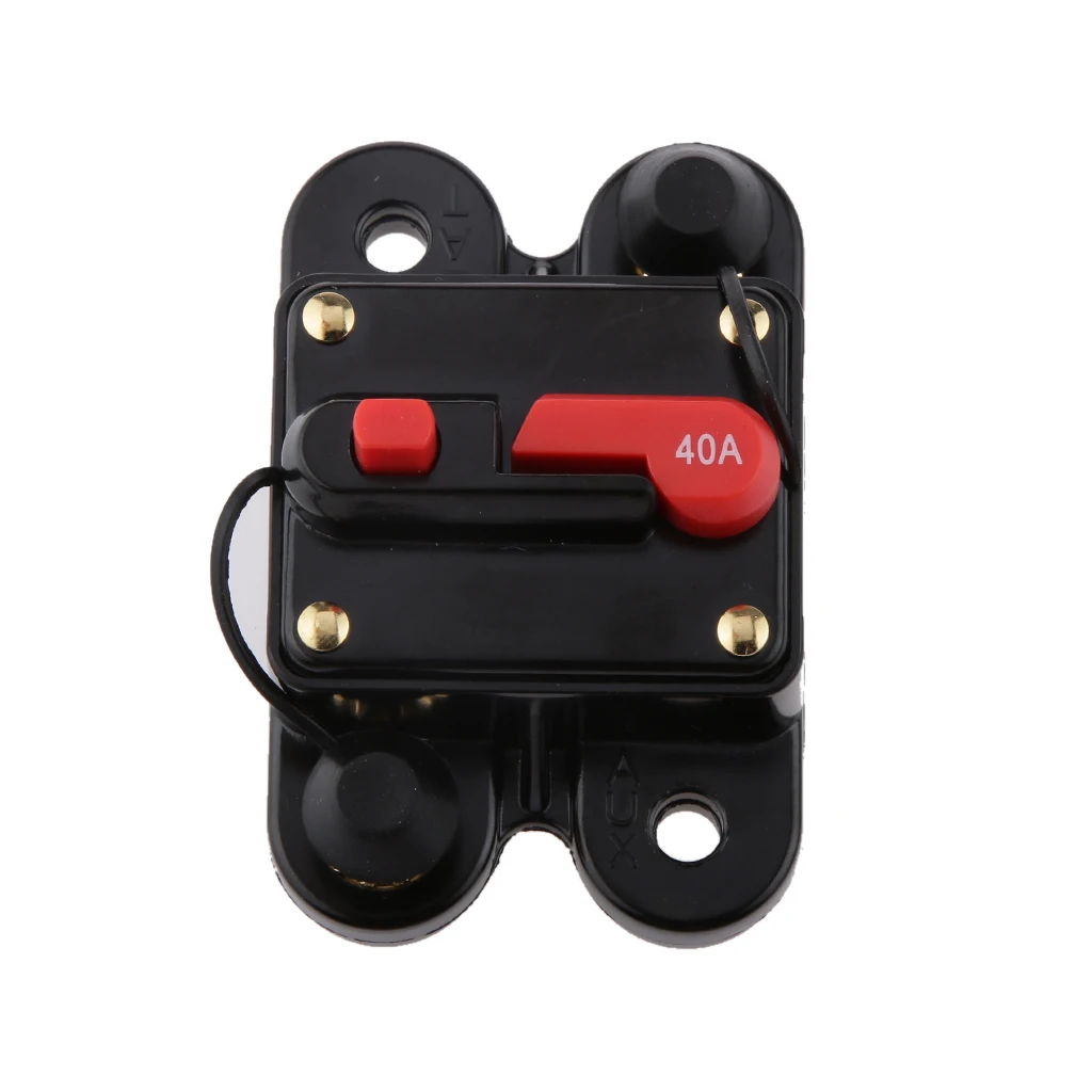 Car Stereo Audio Fuse Holder, Inline Inverter, 40A DC12V-24V Car Push Button Switches, Waterproof Circuit Breaker