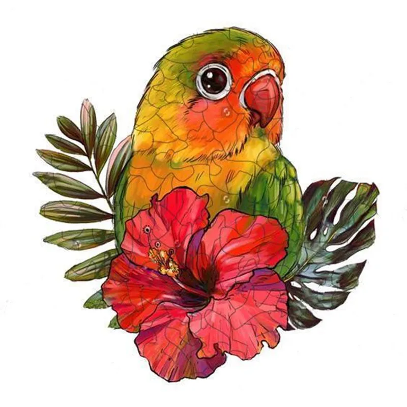 Colorful Unique Wooden Animals Puzzle For Adults Children Educational Toys Customized DIY Wooden Jigsaw Kids Puzzles Games Gifts